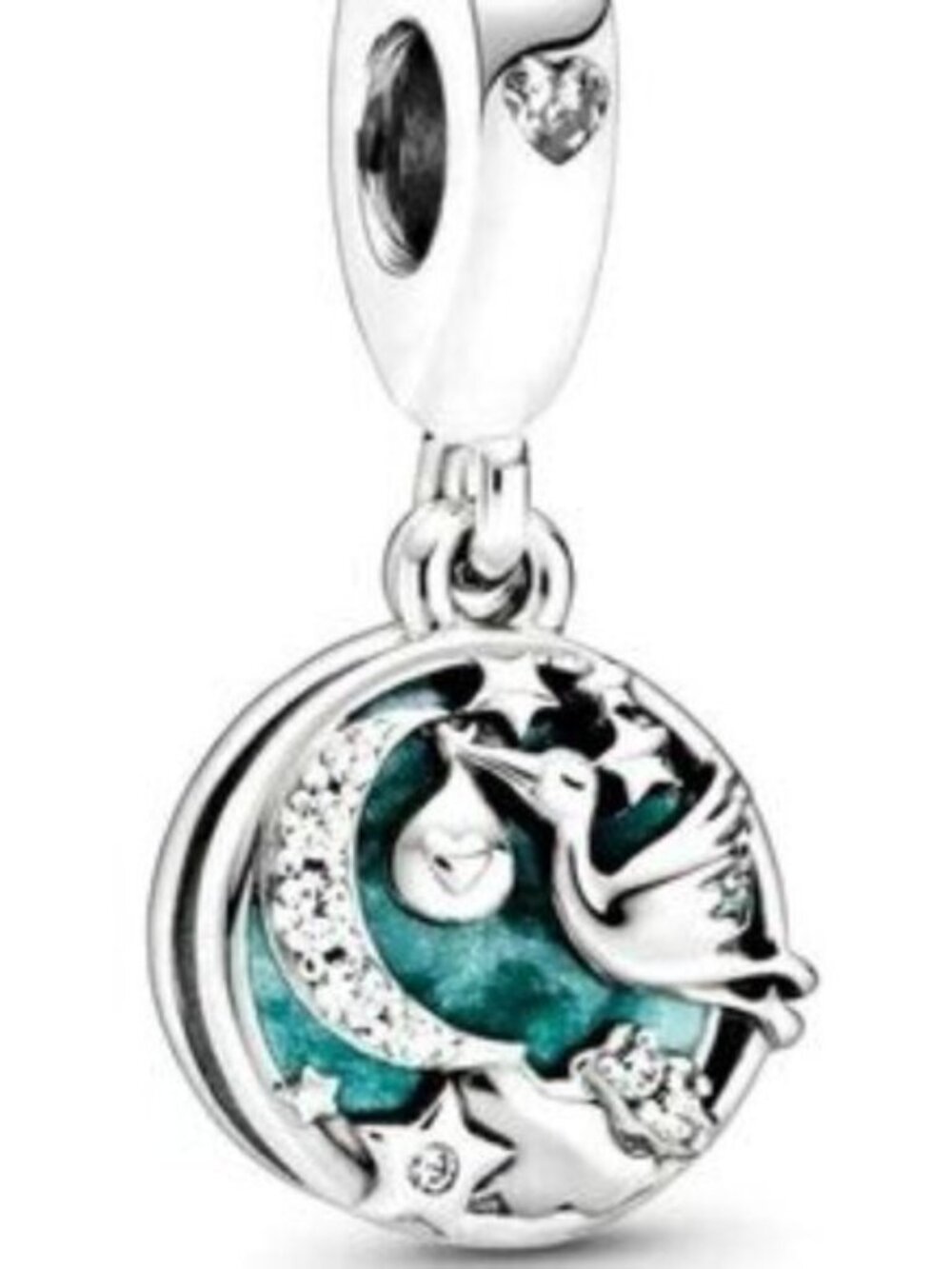 Celestial Moon & Stars Blue Shimmer Dangle Charm